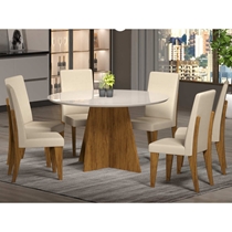 Conjunto Mesa de Jantar Dalila Y com Vidro e 6 Cadeiras Chronos Viero