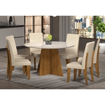 Conjunto Mesa de Jantar Dalila Y com Vidro e 6 Cadeiras Chronos Viero