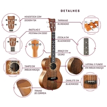 Ukulele Híbrido Com Bongo Tenor FSA Floripa UFC26 Imbuia