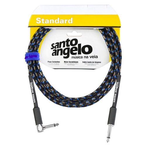 Cabo P10 X P10L 4,57 Metros Para Instrumentos Santo Angelo Angel L TX - Preto/Azul