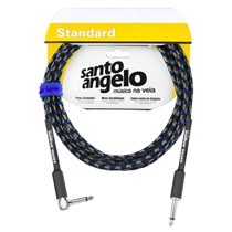 Cabo P10 X P10L 4,57 Metros Para Instrumentos Santo Angelo Angel L TX - Preto/Azul