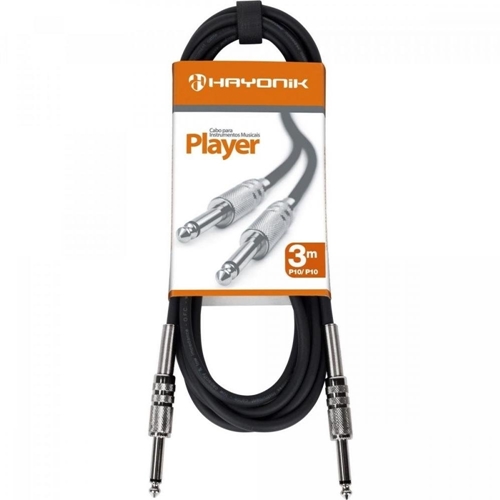 Cabo para Instrumento Hayonik Player P10 x P10 3 Metros - Preto