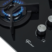 Cooktop 4 Bocas à Gás Fischer Infinity com Tripla Chama e Acendimento Superautomático Preto - Bivolt