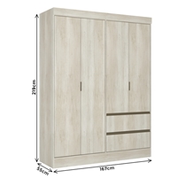 Guarda-Roupa Casal 4 Portas 2 Gavetas THB Millenium