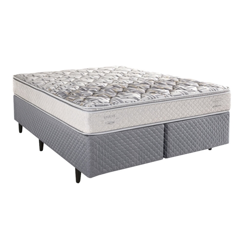 Cama Box Queen Herval C1604 158x198x64cm Espuma - Branco/Cinza