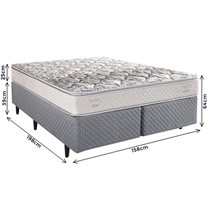 Cama Box Queen Herval C1604 158x198x64cm Espuma - Branco/Cinza