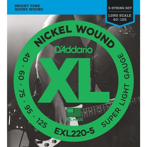 Encordoamento D Addario Baixo EXL220 40-125, 5 Cordas