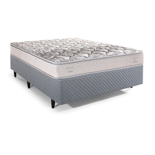 Cama Box Casal Herval C1604 138x188x64cm Espuma - Branco/Cinza