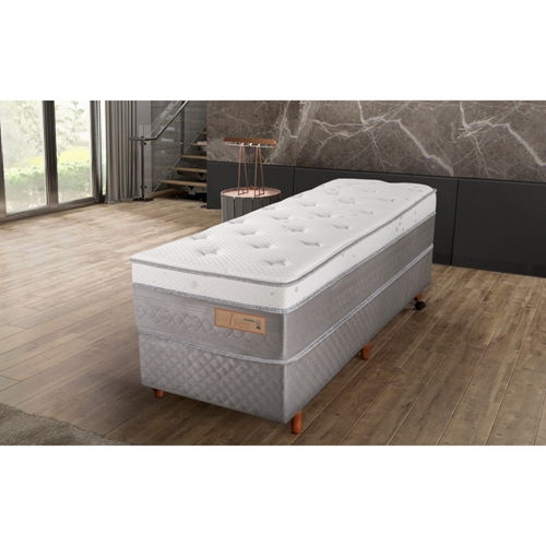 Cama Box Solteiro Cristalflex Ibiza 88Xx188x71 Molas Ensacadas - Cinza