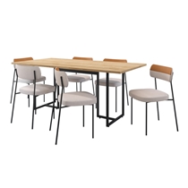 Conjunto Mesa de Jantar Seriema e 6 Cadeiras Milla Fitmobel - Preto/ Nature/ Bege/ Caramelo