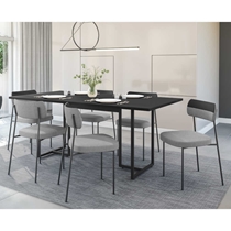 Conjunto Mesa de Jantar Seriema e 6 Cadeiras Milla Fitmobel - Preto/Cinza