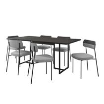 Conjunto Mesa de Jantar Seriema e 6 Cadeiras Milla Fitmobel - Preto/Cinza