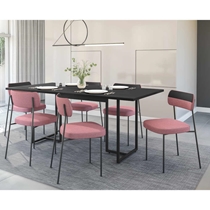 Conjunto Mesa de Jantar Seriema e 6 Cadeiras Milla Fitmobel - Preto/Rosa