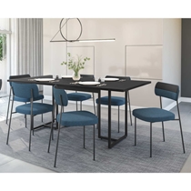 Conjunto Mesa de Jantar Seriema e 6 Cadeiras Milla Fitmobel - Preto/Azul