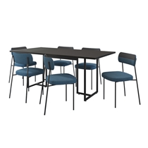 Conjunto Mesa de Jantar Seriema e 6 Cadeiras Milla Fitmobel - Preto/Azul