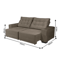 Sofá 2 Lugares 2,1m Retratil/Reclinavel Veludo Luxe Olm Verona