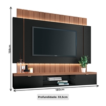 Estante Home para TV 55 Polegadas 1,8m com LED HB Móveis Illusion 1.8