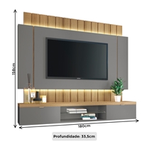 Estante Home para TV 55 Polegadas 1,8m com LED HB Móveis Illusion 1.8