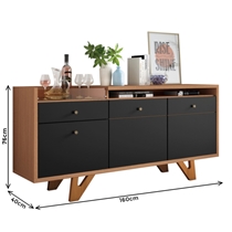 Buffet 2 Portas 2 Gavetas 160cm HB Móveis Sollare