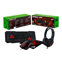 Combo Headset Mouse Teclado Mousepad ELG Dragon War CGDW41R - Preto/Vermelho