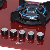 Cooktop 5 Bocas a Gás Fischer TC Infinity Tripla Chama Vermelho Rouge - Bivolt