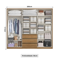 Guarda-Roupa Casal com Espelho 6 Portas 3 Gavetas THB Veneza Glass