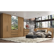 Guarda-Roupa Casal com Espelho 6 Portas 3 Gavetas THB Veneza Glass