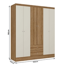 Guarda-Roupa Casal 6 Portas 2 Gavetas THB Astro