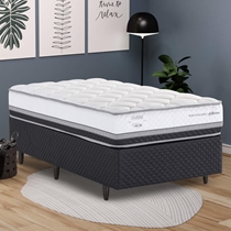 Cama Box Solteiro Herval C1634 88x188x67cm Molas Ensacadas - Branco/Preto