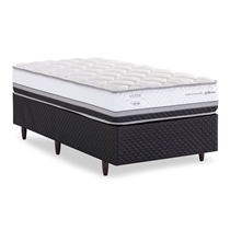 Cama Box Solteiro Herval C1634 88x188x67cm Molas Ensacadas - Branco/Preto