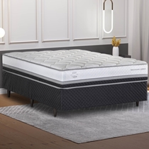 Cama Box Casal Herval C1634 138x188x67cm Molas Ensacadas - Branco/Preto