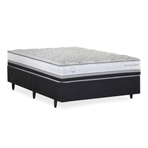 Cama Box Casal Herval C1634 138x188x67cm Molas Ensacadas - Branco/Preto