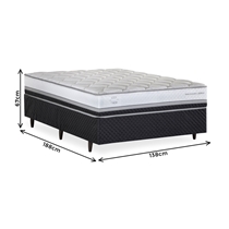 Cama Box Casal Herval C1634 138x188x67cm Molas Ensacadas - Branco/Preto