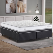 Cama Box King Herval C1634 193x203x67cm Molas Ensacadas - Branco/Preto