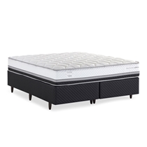 Cama Box King Herval C1634 193x203x67cm Molas Ensacadas - Branco/Preto