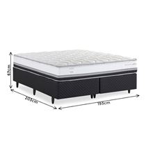 Cama Box King Herval C1634 193x203x67cm Molas Ensacadas - Branco/Preto