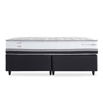 Cama Box King Herval C1634 193x203x67cm Molas Ensacadas - Branco/Preto