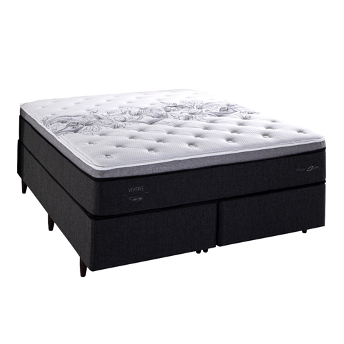 Cama Box King Herval C1629 193x203x73cm Molas Ensacadas - Preto/Branco