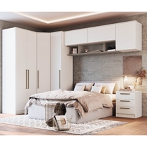 Quarto Modulado Casal 9 Peças Castro Requinte - Branco Line