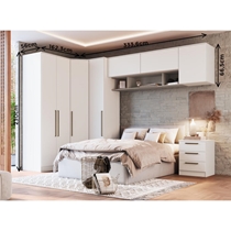 Quarto Modulado Casal 9 Peças Castro Requinte - Branco Line