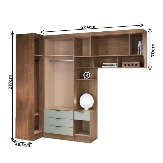 Quarto Modulado 6 Peças Castro Infinity Pistache Schumann