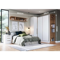 Quarto Modulado Casal 7 Peças Castro Requinte - Branco Line/Macadâmia