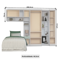 Quarto Modulado Solteiro 5 Peças Castro Infinity - Branco/Pistache