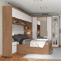 Quarto Modulado Casal 10 Peças Castro Infinity - Macadâmia/Branco