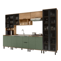 Cozinha Completa 13 Portas 3 Gavetas 100% MDF MX Móveis Toscana - Freijó/Jade