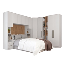 Quarto Modulado Casal 9 Peças Castro Requinte – Branco Line/Macadâmia