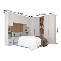 Quarto Modulado Casal 9 Peças Castro Requinte – Branco Line/Macadâmia