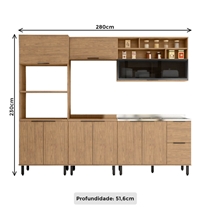 Cozinha Completa 9 Portas 3 Gavetas 100% MDF MX Móveis Toscana - Freijó