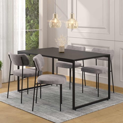 Conjunto Mesa de Jantar Porto e 4 Cadeiras Mila Fitmobel - Preto/Cappuccino