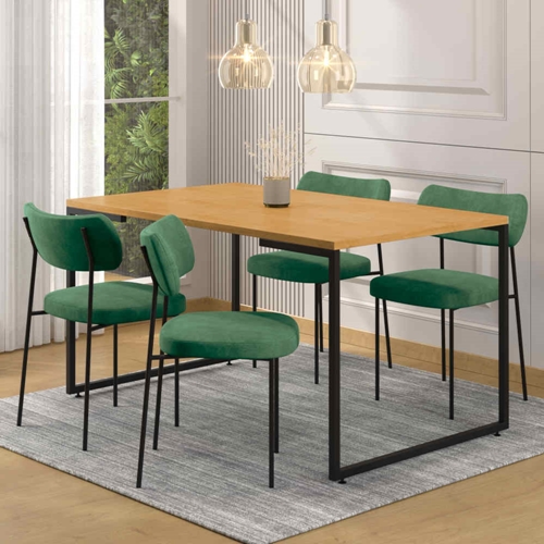 Conjunto Mesa de Jantar Porto e 4 Cadeiras Mila Fitmobel - Natura/Verde